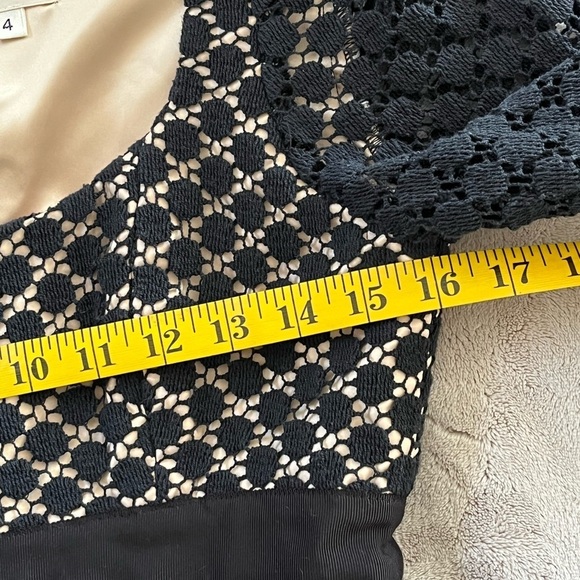 Milly of New York VINTAGE Black Crochet Dot Overlay Dress 4 Breakfast at Tiffany - Picture 13 of 16